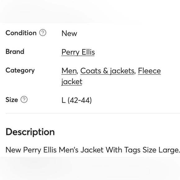 New Perry Ellis Jacket Designer With Tags Size Large. - Picture 10 of 11
